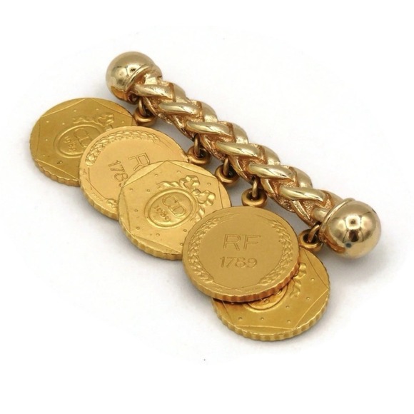 Christian Dior Brooch Pin 1989 French Bicennential Gold Coin CD Vintage Ladies - Picture 7 of 11